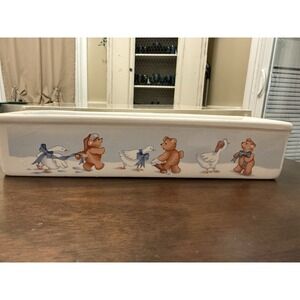 Vintage Xmas House Of Lloyd‎ Cracker Dish Geese/Bears Dressed In Bows/Santa Hats